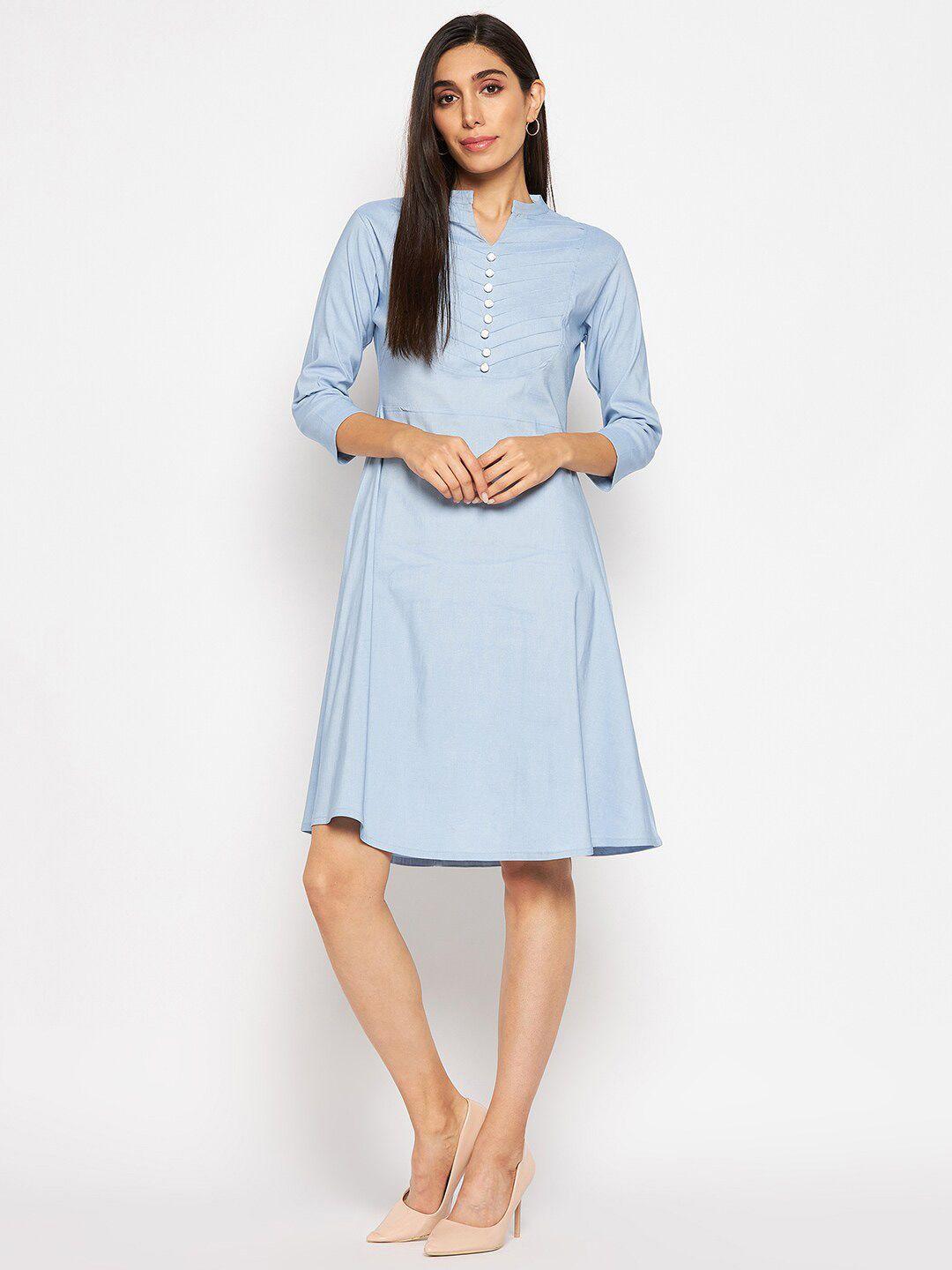 camey mandarin collar cotton a-line dress