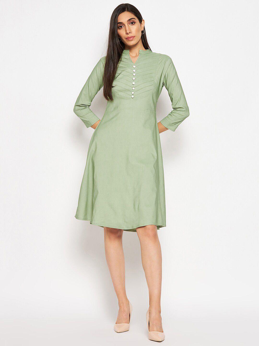 camey mandarin collar cotton a-line dress