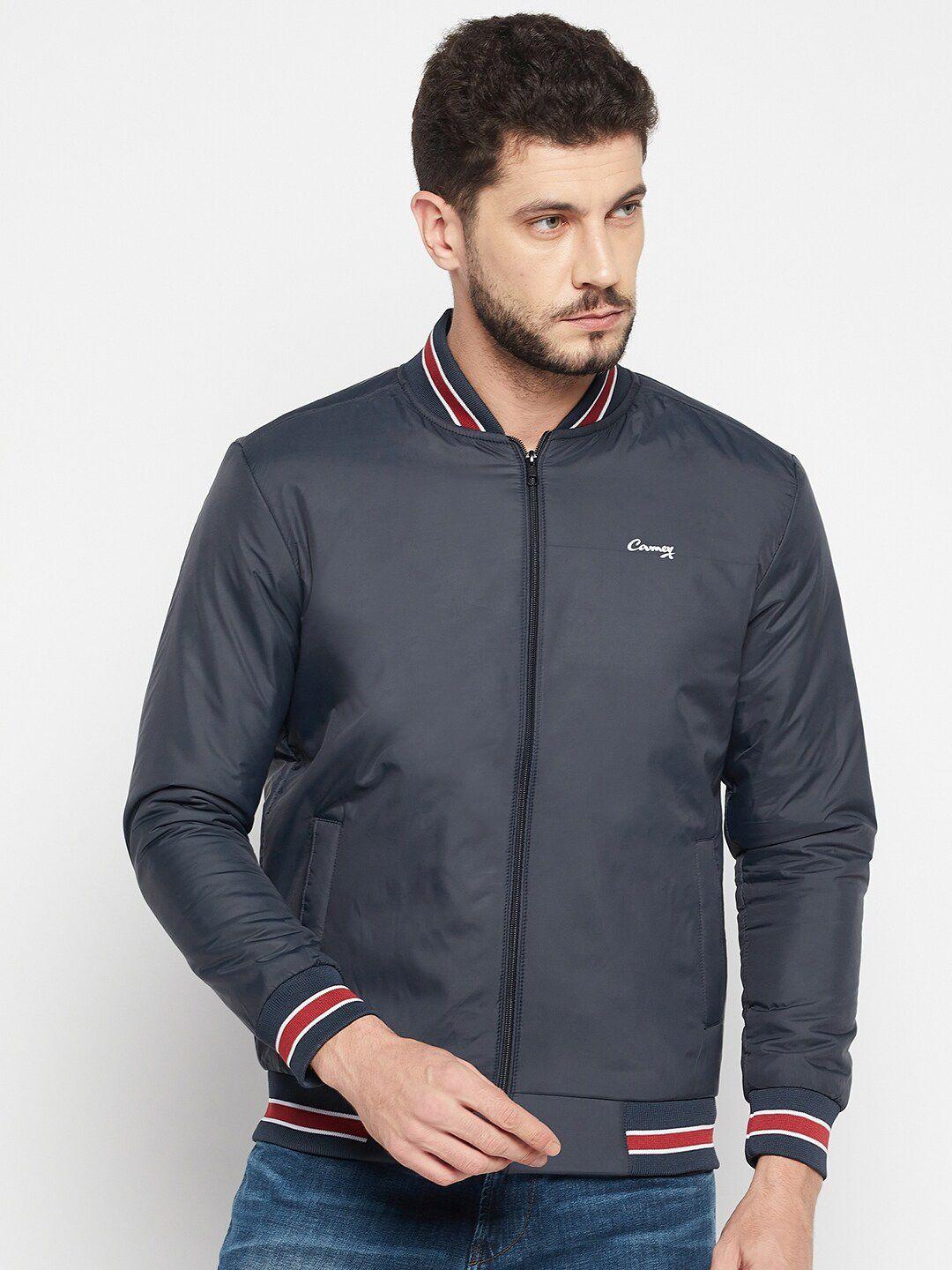 camey men navy blue lightweight bomber jacket