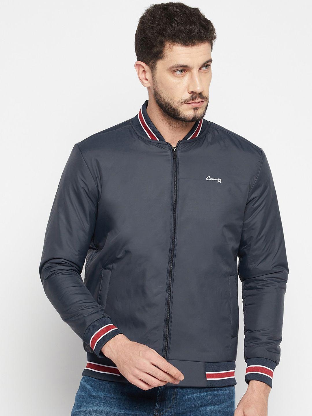 camey men navy blue lightweight bomber jacket