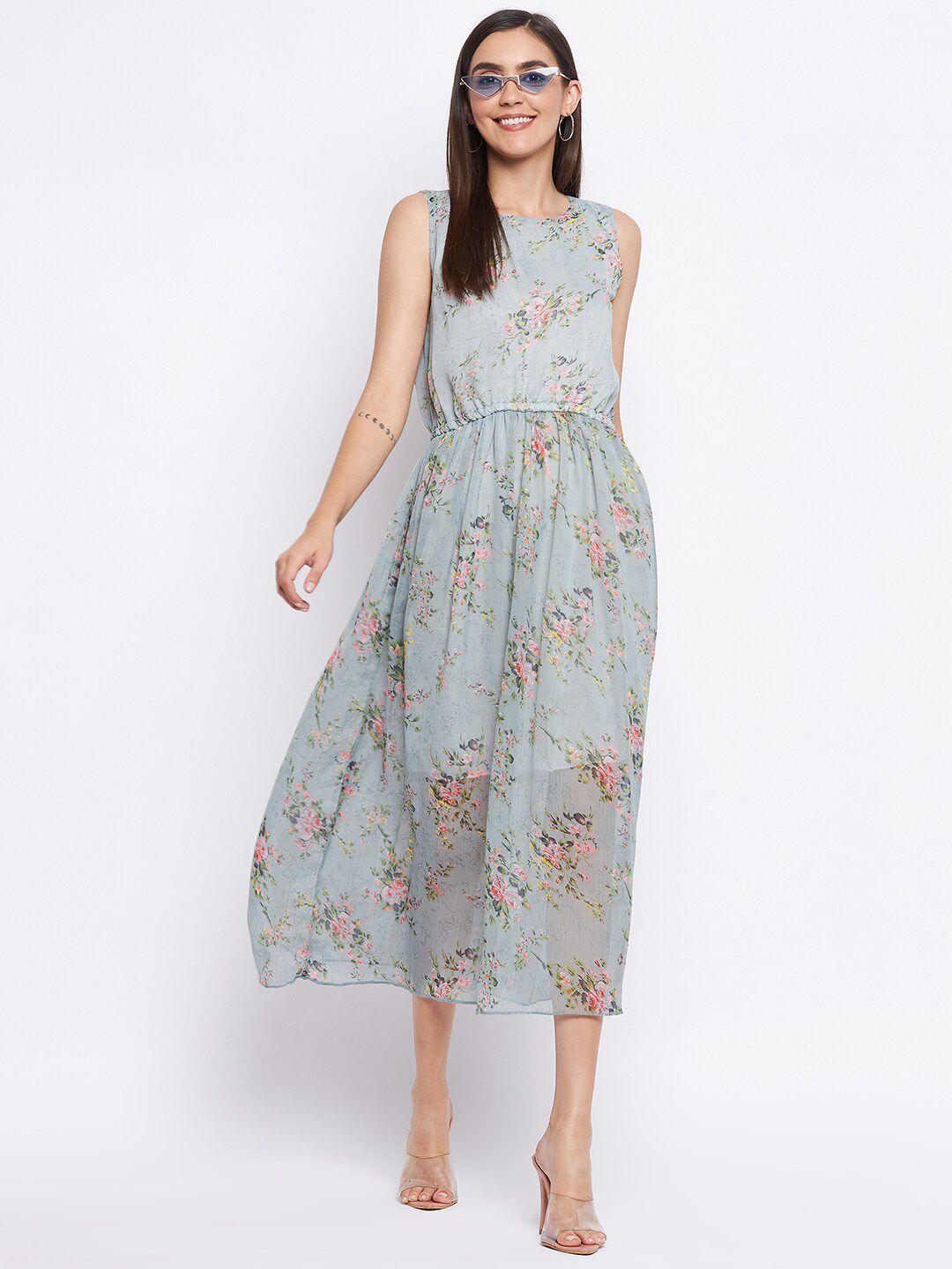 camey multicoloured floral georgette midi dress