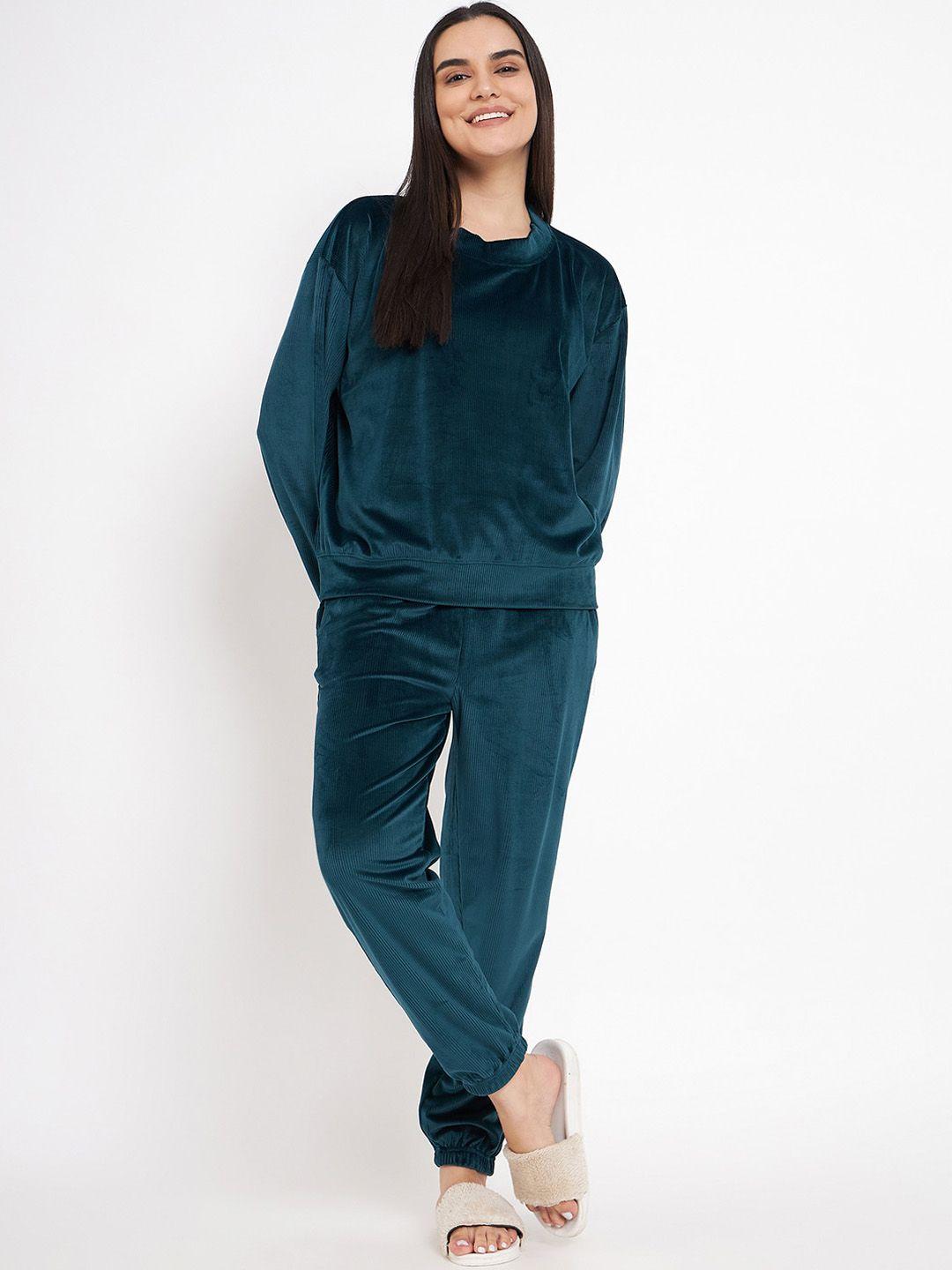 camey self design pullover with jogger night suit