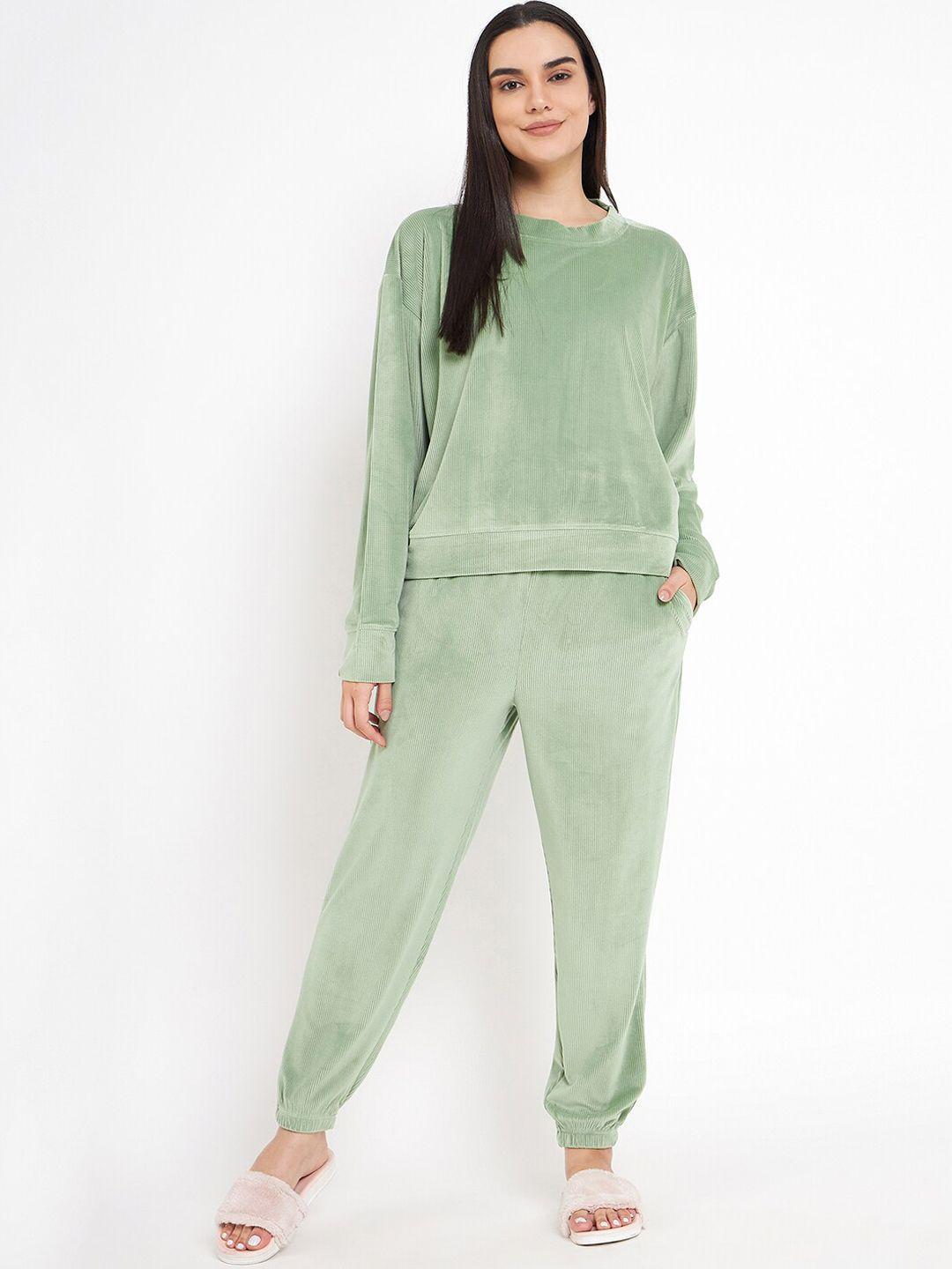 camey self design pullover with jogger night suit