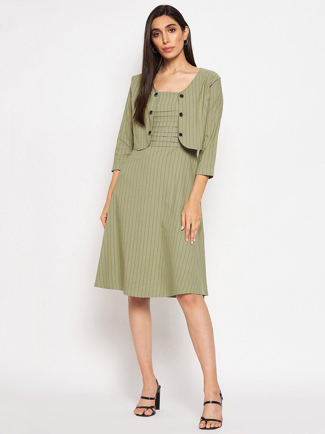 camey shoulder straps striped cotton a-line dress