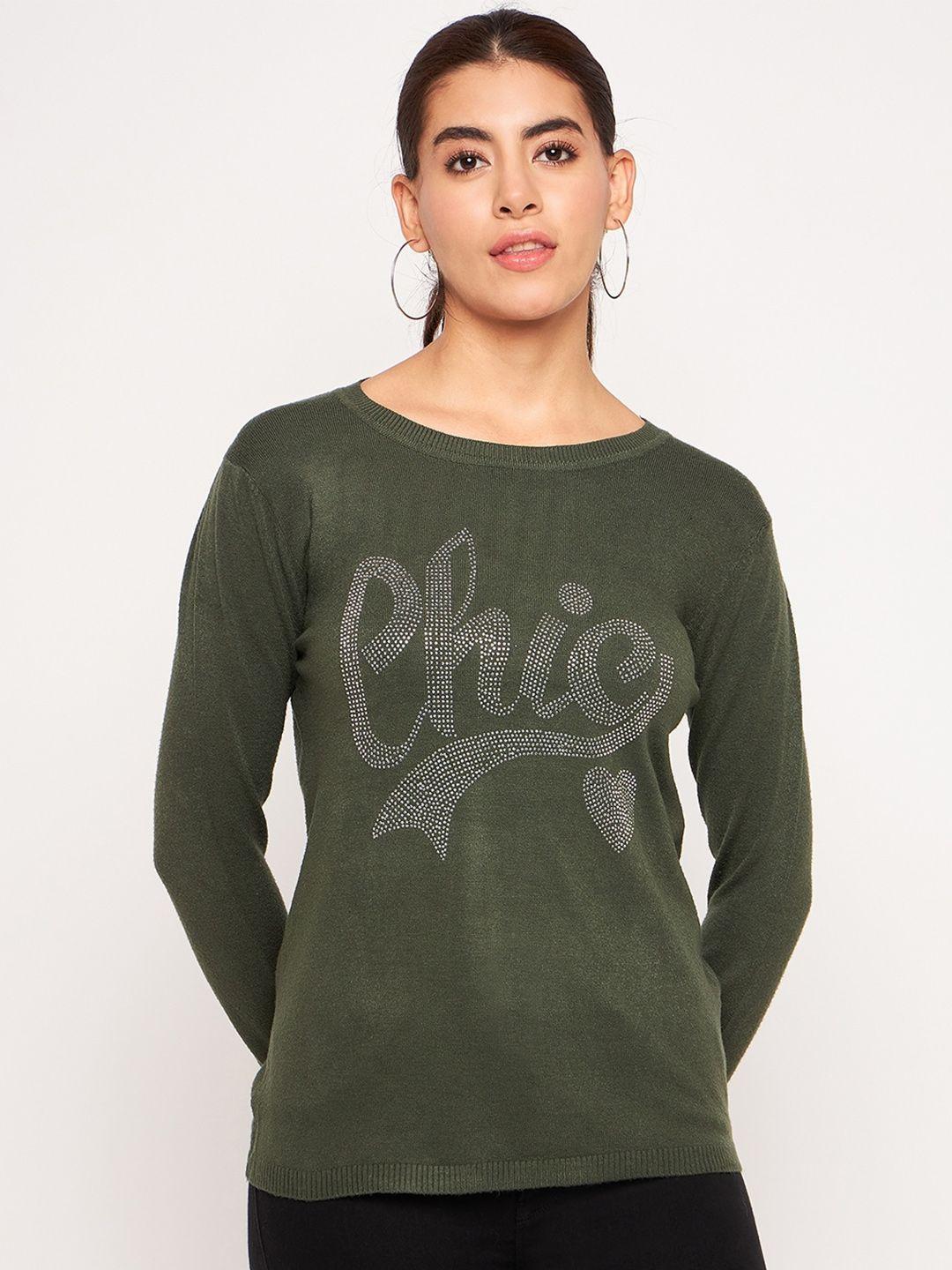 camey typography embellished wool pullover