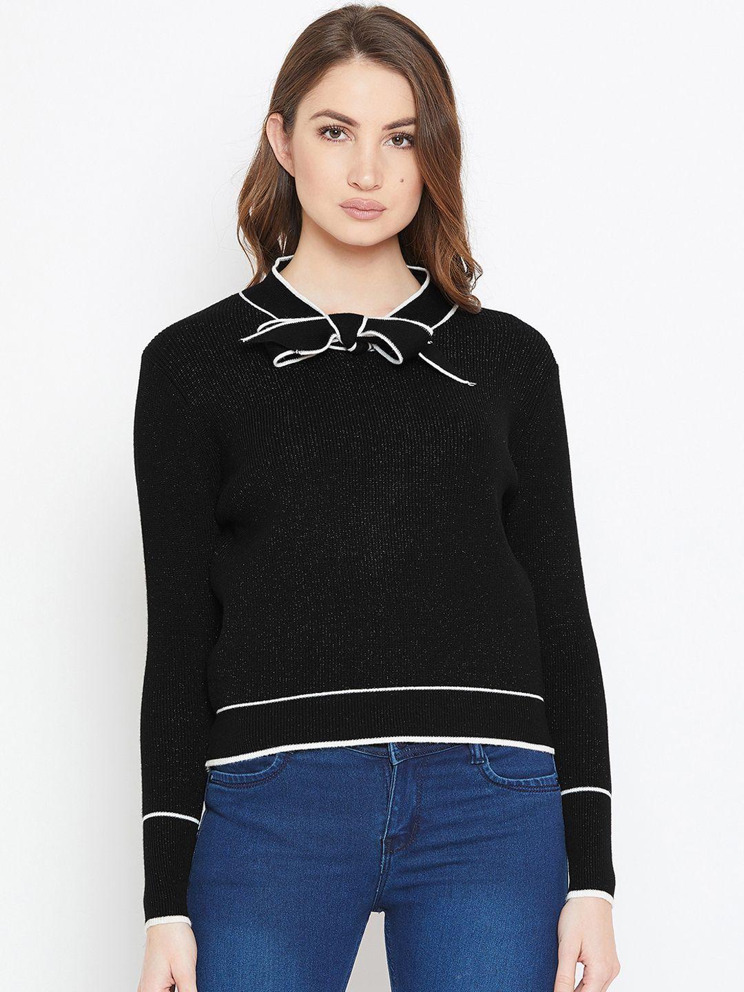 camey women black solid woollen pullover