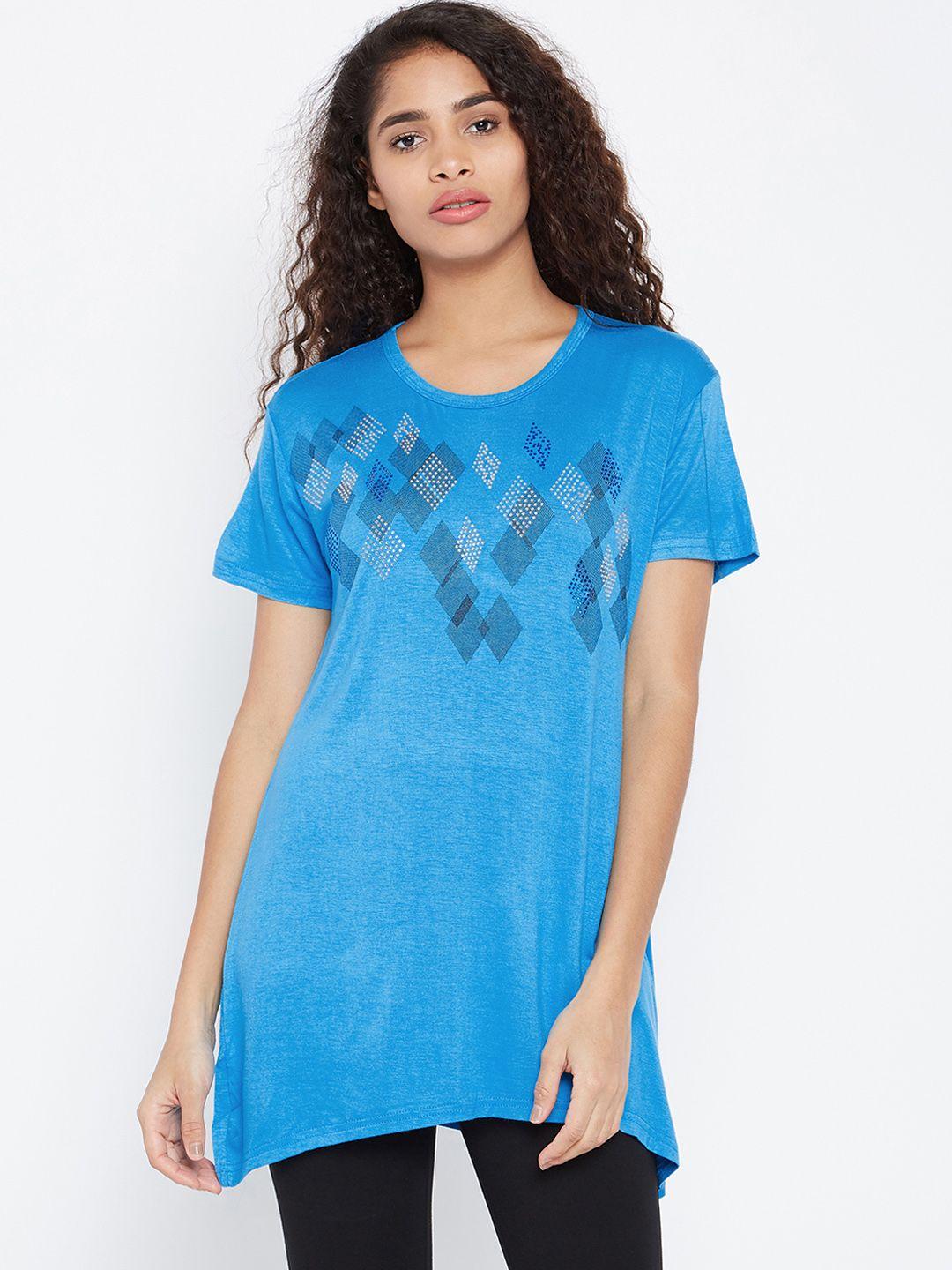 camey women blue embellished a-line top