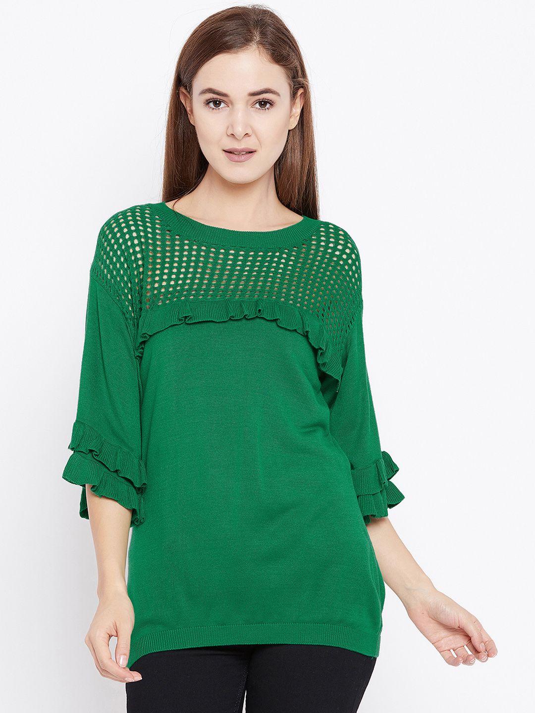 camey women green self design top