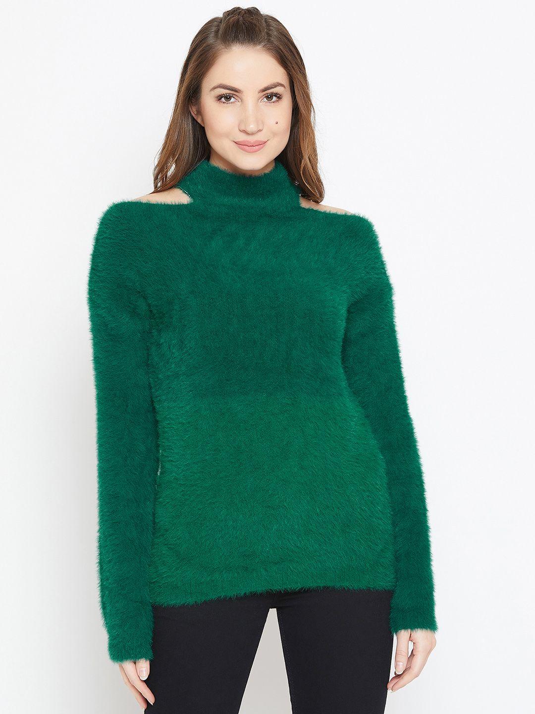 camey women green solid woollen pullover