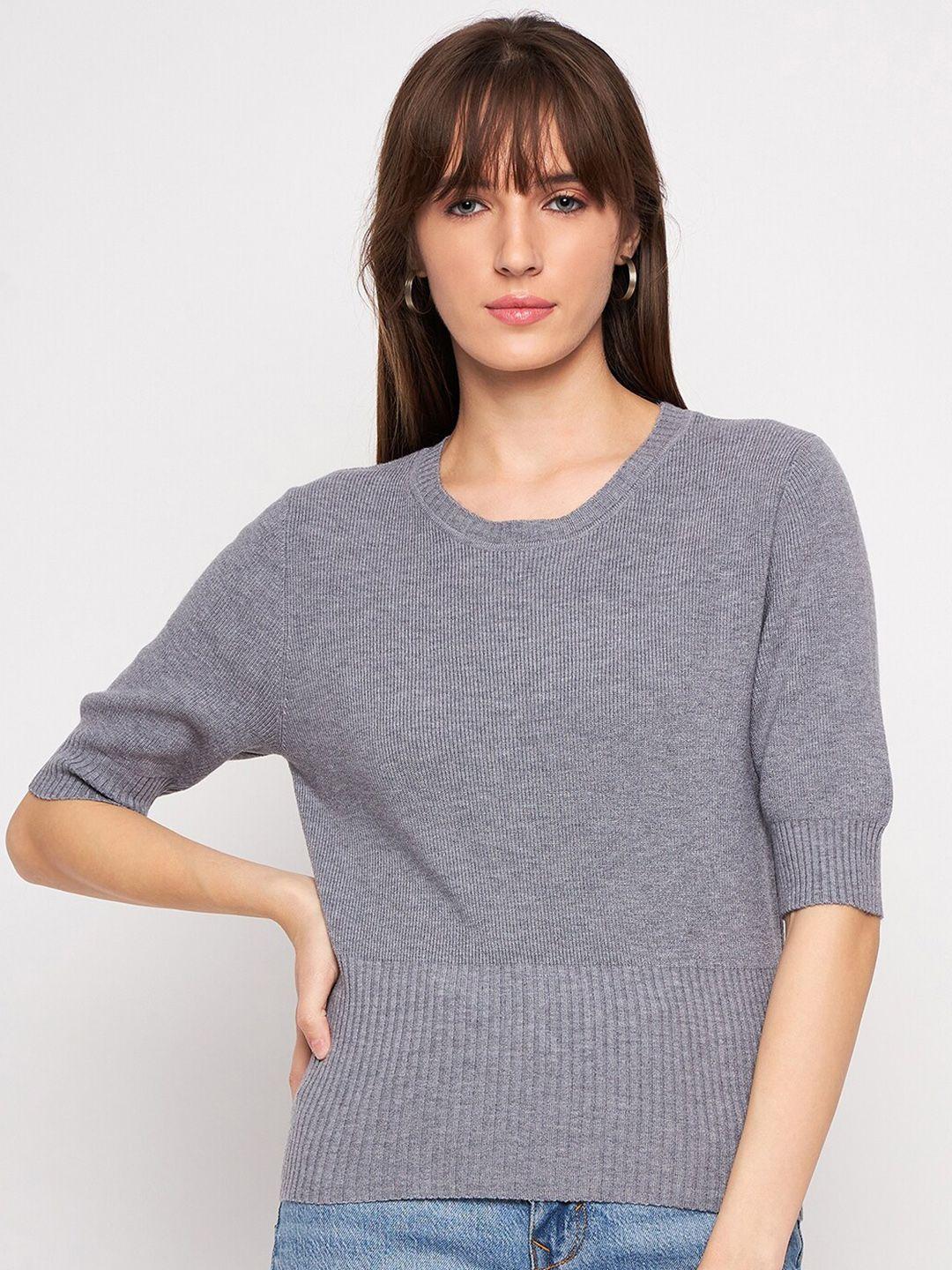 camey women grey woollen crop pullover