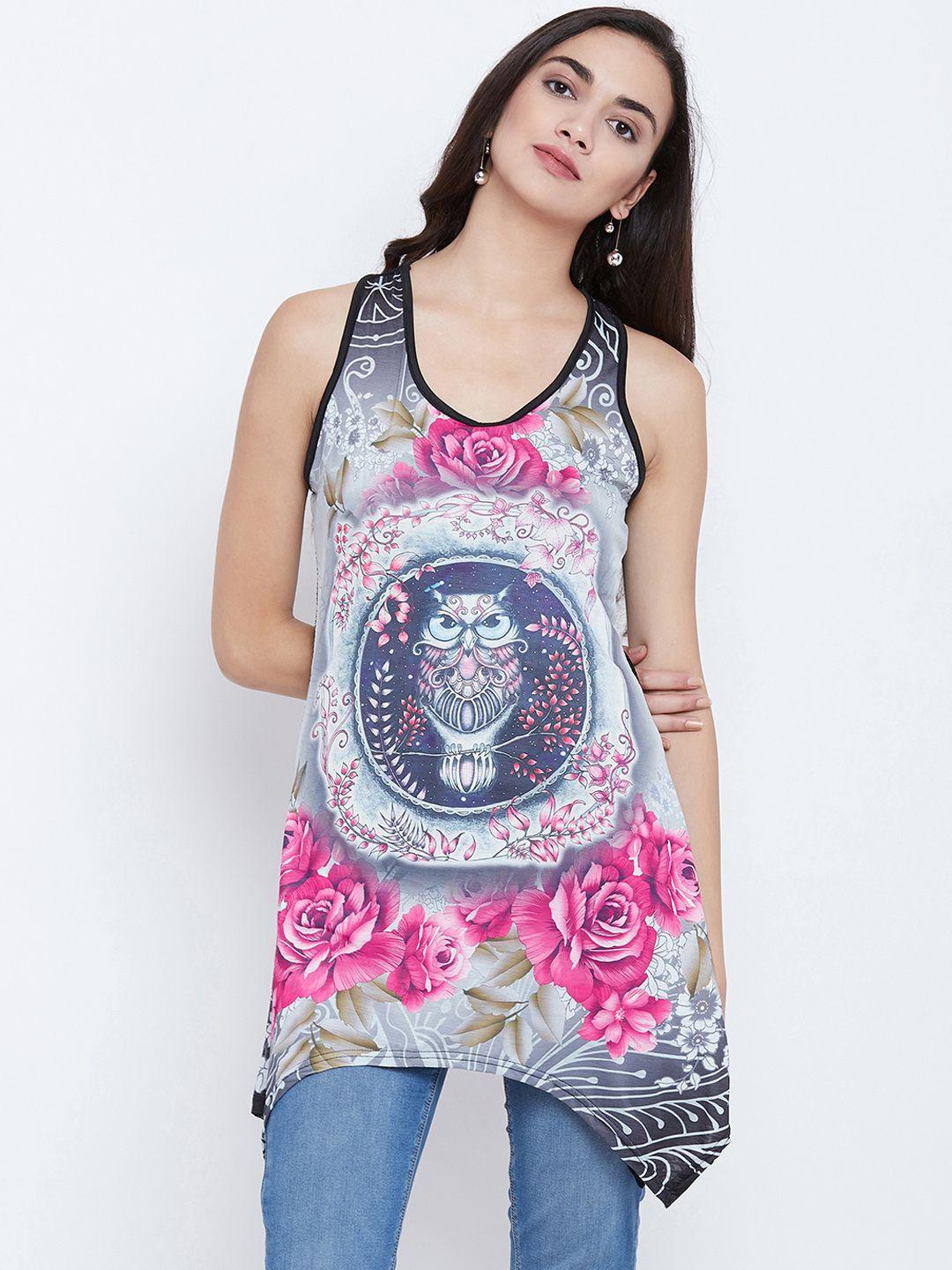 camey women multicoloured floral print longline tank top