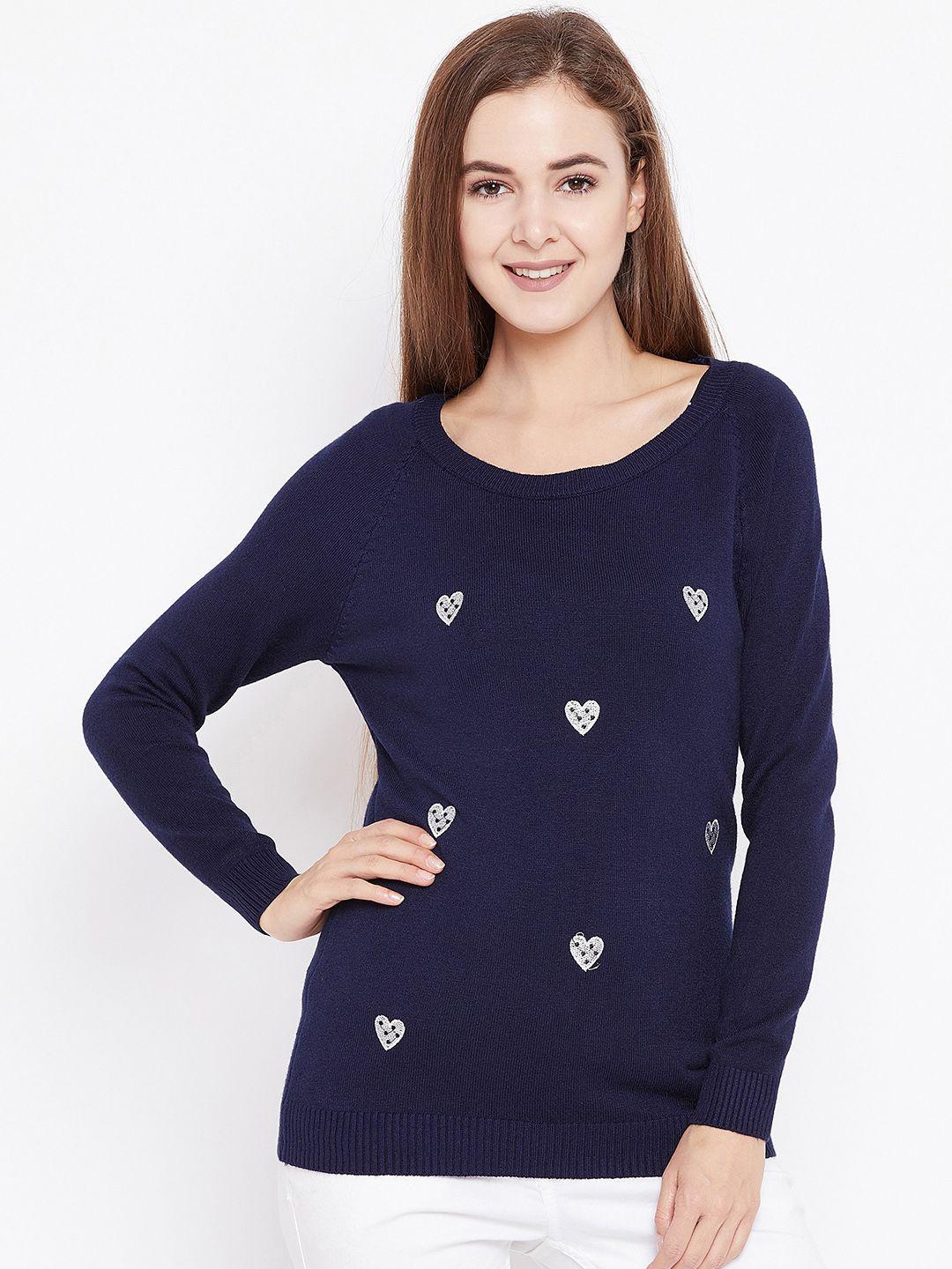 camey women navy blue embellished top