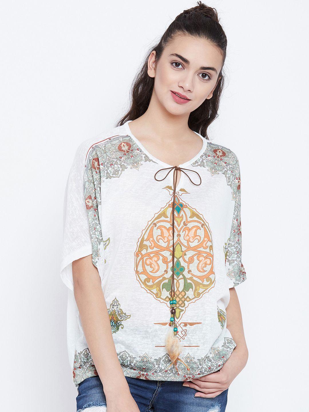 camey women white printed top