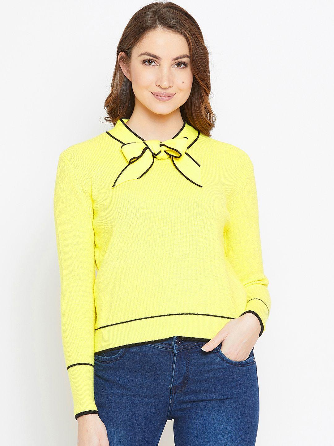 camey women yellow solid woollen pullover