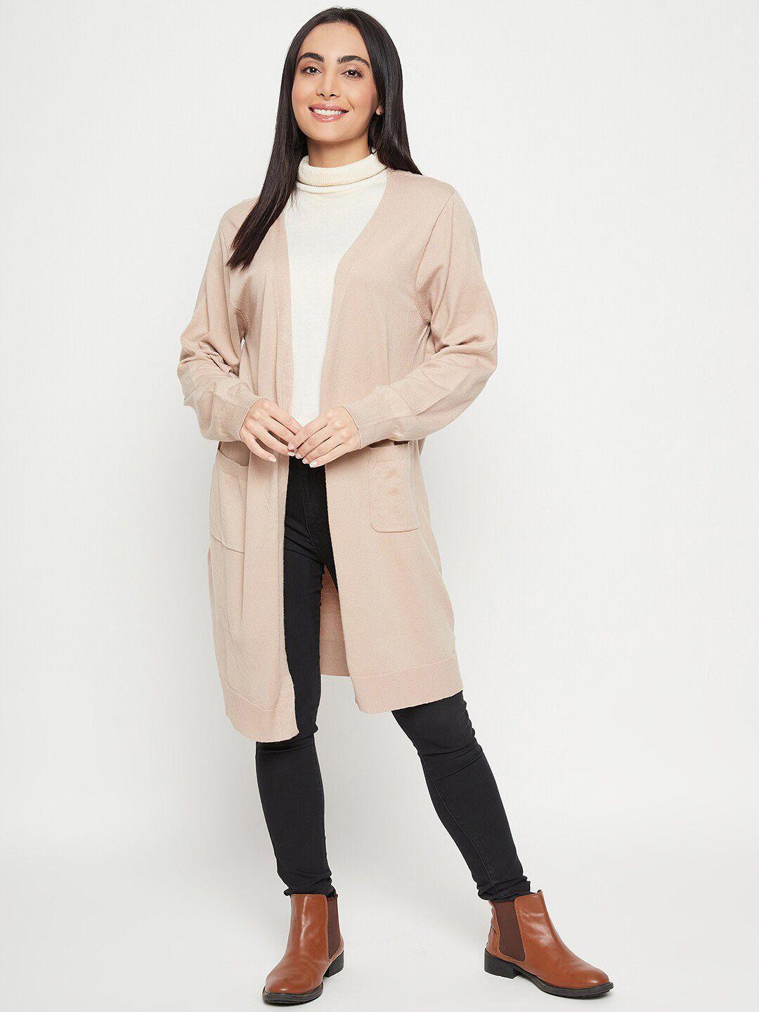 camey wool open front longline shrug