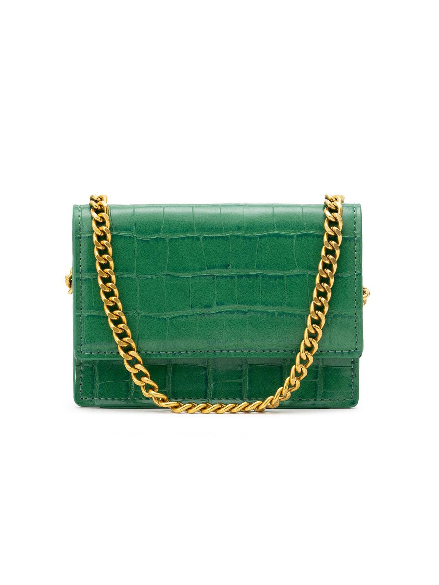 camilla card holder for women with sling/crossbody chain - green