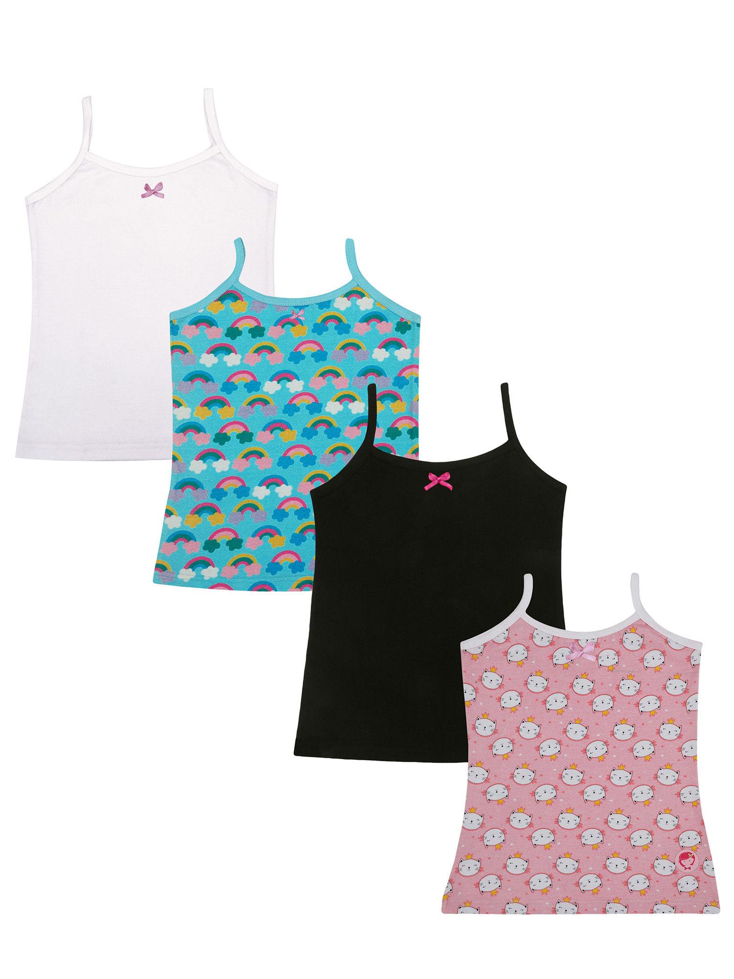 camisole vest for girls printed & basic colors (pack of 4 )