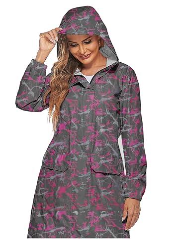 camison womens waterproof raincoat (free size, glamorous grey mix pink)