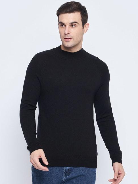 camla black regular fit mock collar sweater