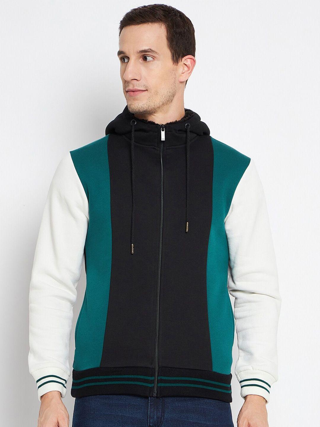 camla colourblocked hooded open-front cotton sweatshirt