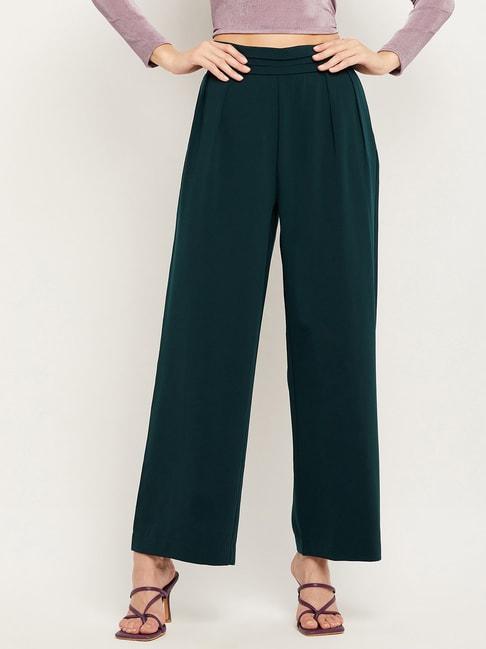 camla green relaxed fit mid rise trousers