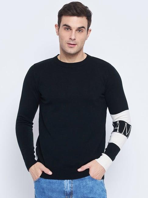 camla black regular fit striped sweater