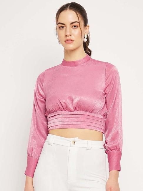 camla blush pink regular fit crop top