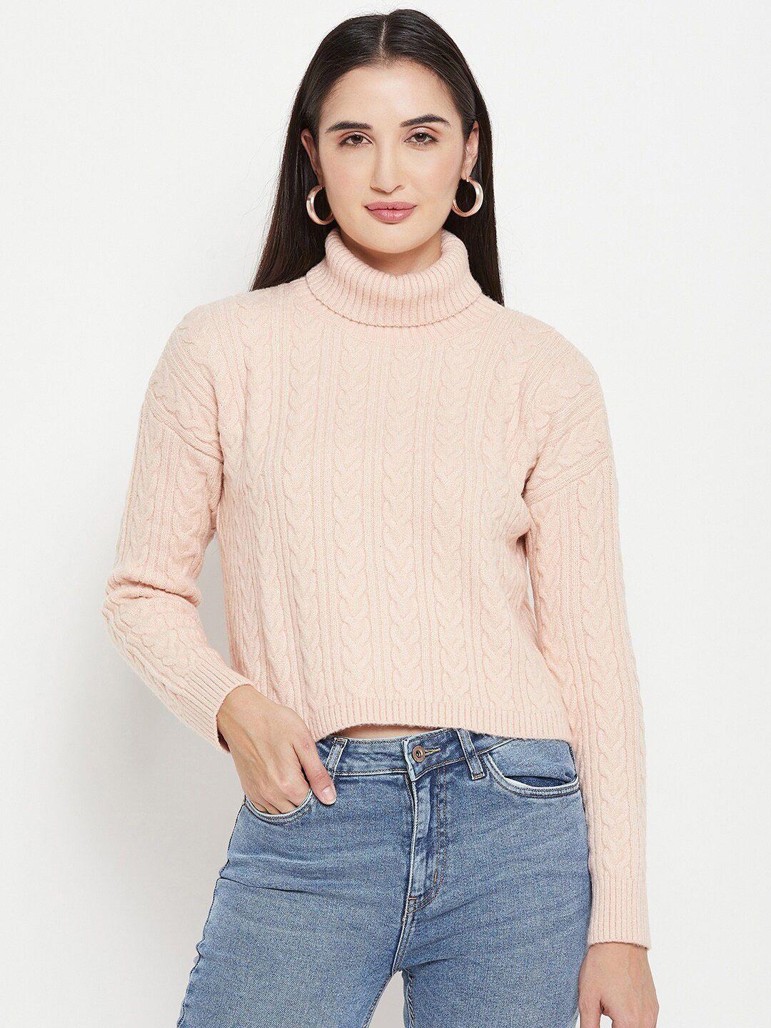 camla cable knitted turtle neck crop pullover sweater
