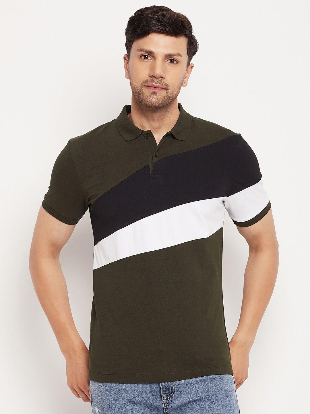 camla colourblocked polo collar cotton t-shirt