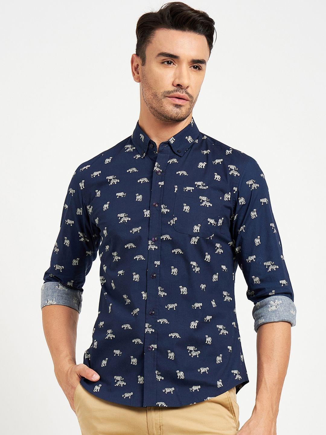 camla conversational printed button down collar cotton casual shirt