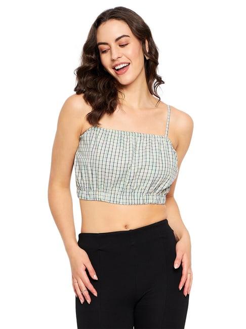 camla green checks crop top