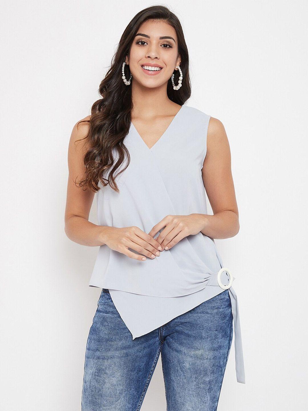 camla grey wrap top