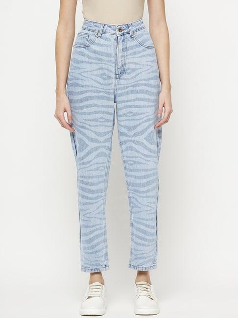 camla light blue printed mid rise jeans