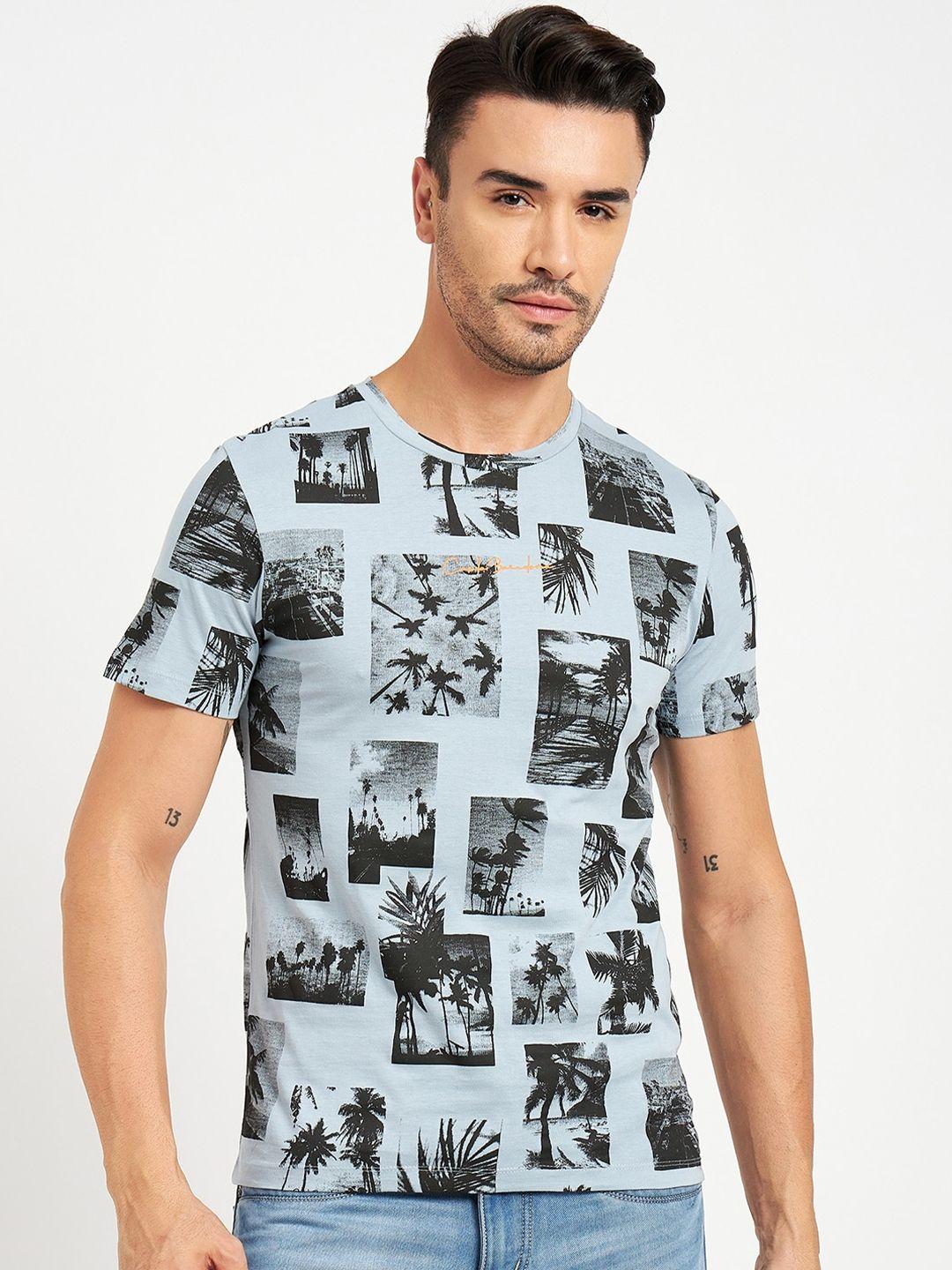 camla men blue printed pockets t-shirt