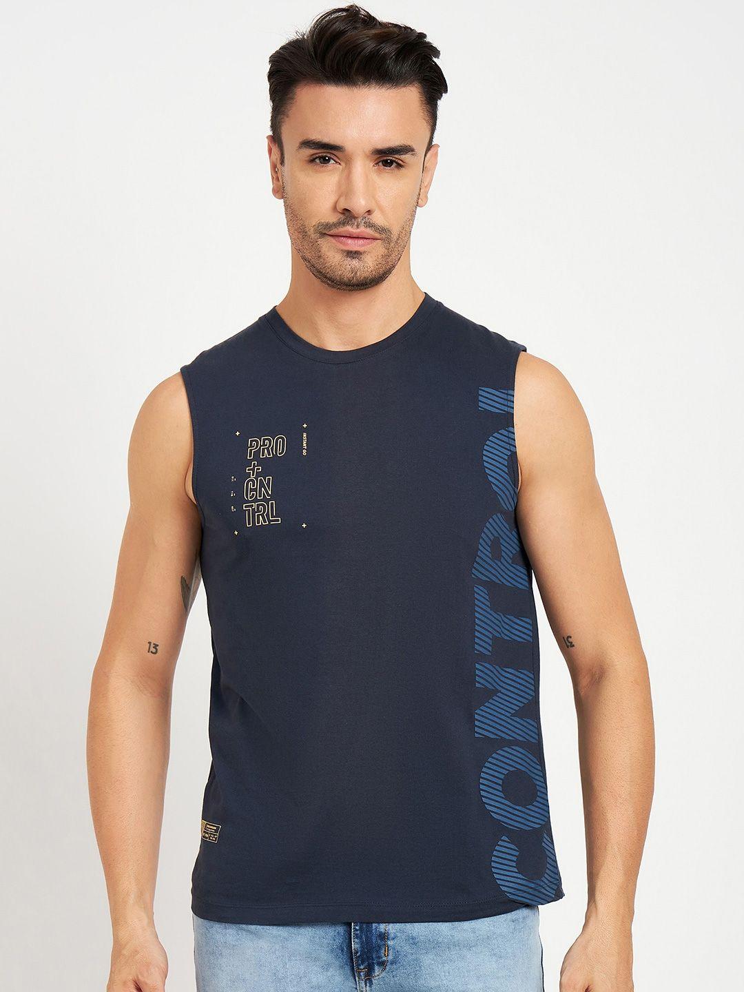 camla men navy blue ethnic pockets t-shirt