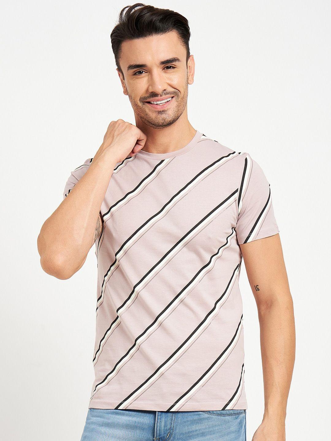 camla men pink striped raw edge t-shirt