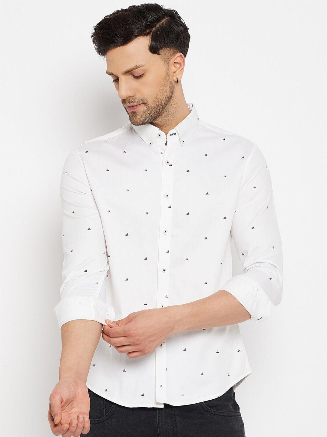 camla micro ditsy printed button down collar cotton casual shirt