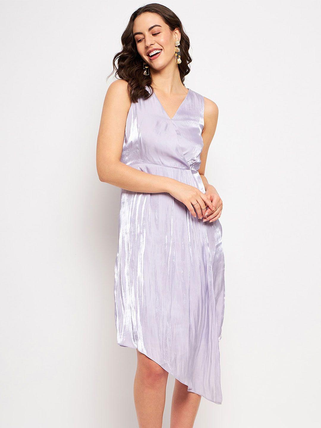 camla purple striped midi dress