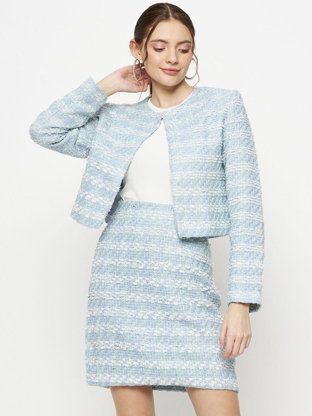 camla self-design long sleeves blazer with skirt