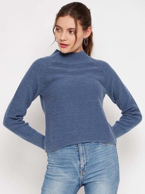 camla sky blue regular fit sweater