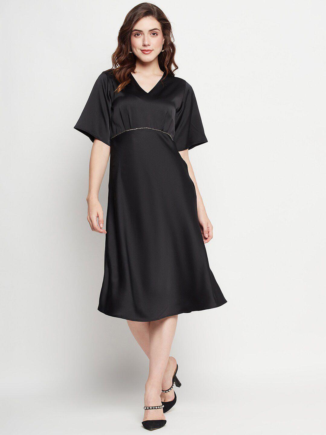 camla v-neck flared sleeves a-line midi dress