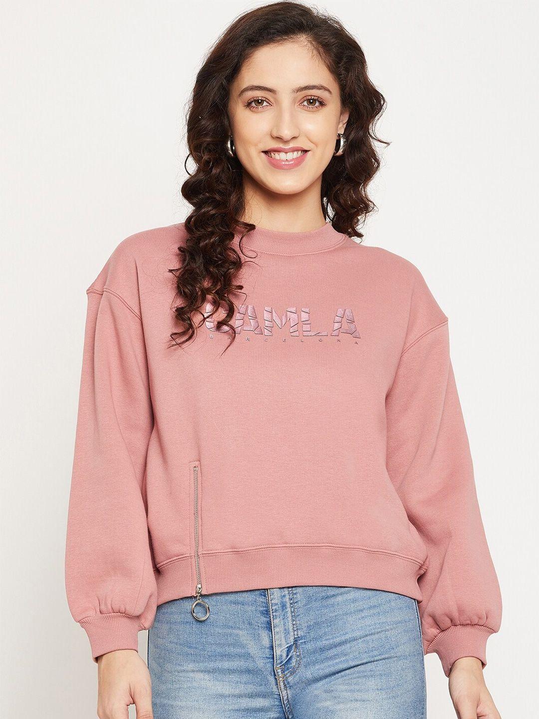 camla women maroon printed sweatshirt