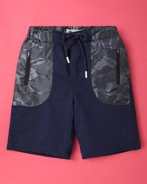 camo panelled shorts with zip pockets