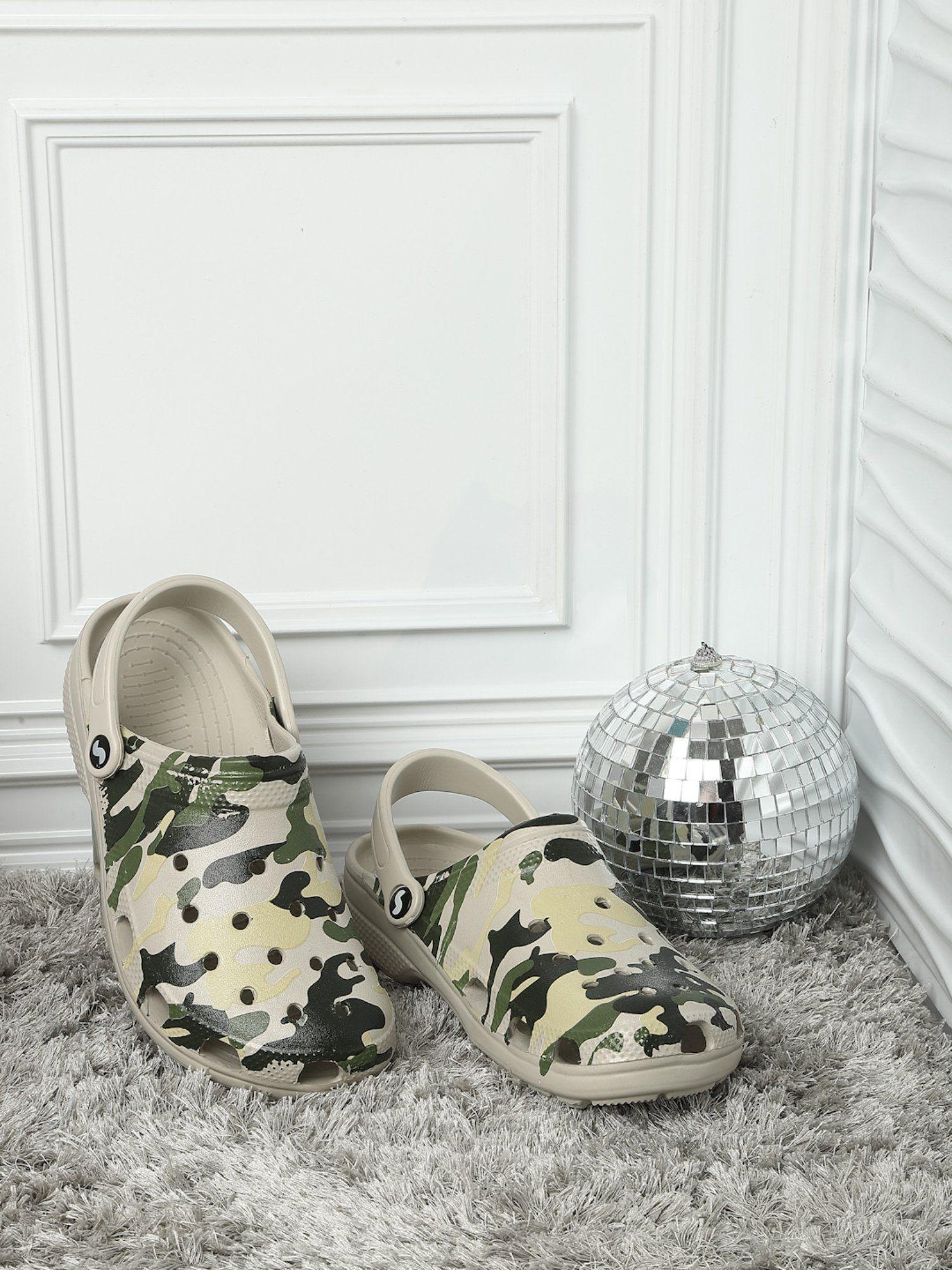 camo olive printed men clogs