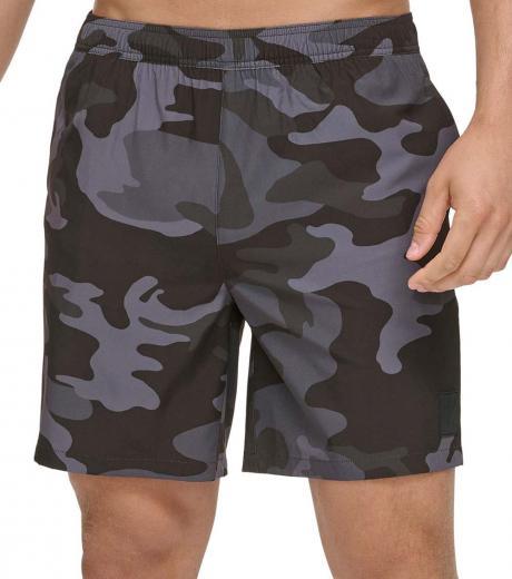 camo print hybrid volley swim trunks