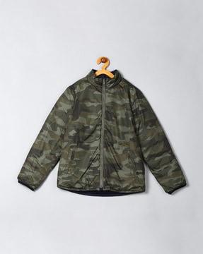 camo print reversible quilted puffer jacket