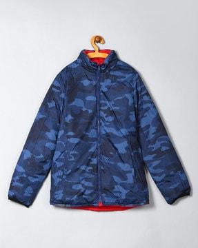 camo print reversible quilted puffer jacket