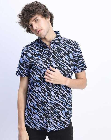 camo print slim fit shirt