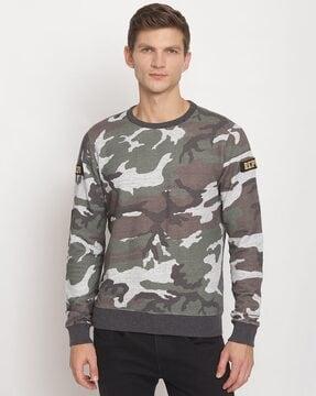 camouflage print crew-neck cotton sweatshirt