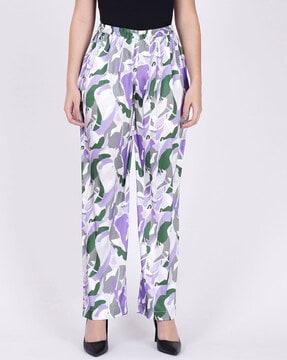 camouflage print high-rise pants